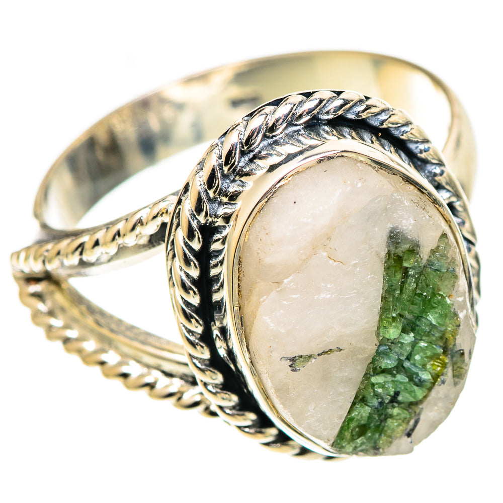 Green Tourmaline In Quartz Rings handcrafted by Anasilvercos - RING108769 - Photo 2