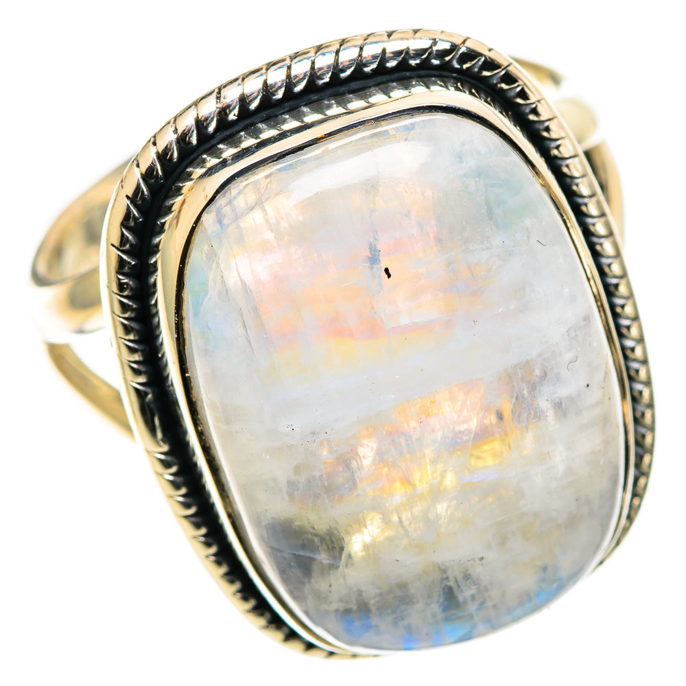 Rainbow Moonstone Rings handcrafted by Anasilvercos - RING109012 - Photo 2