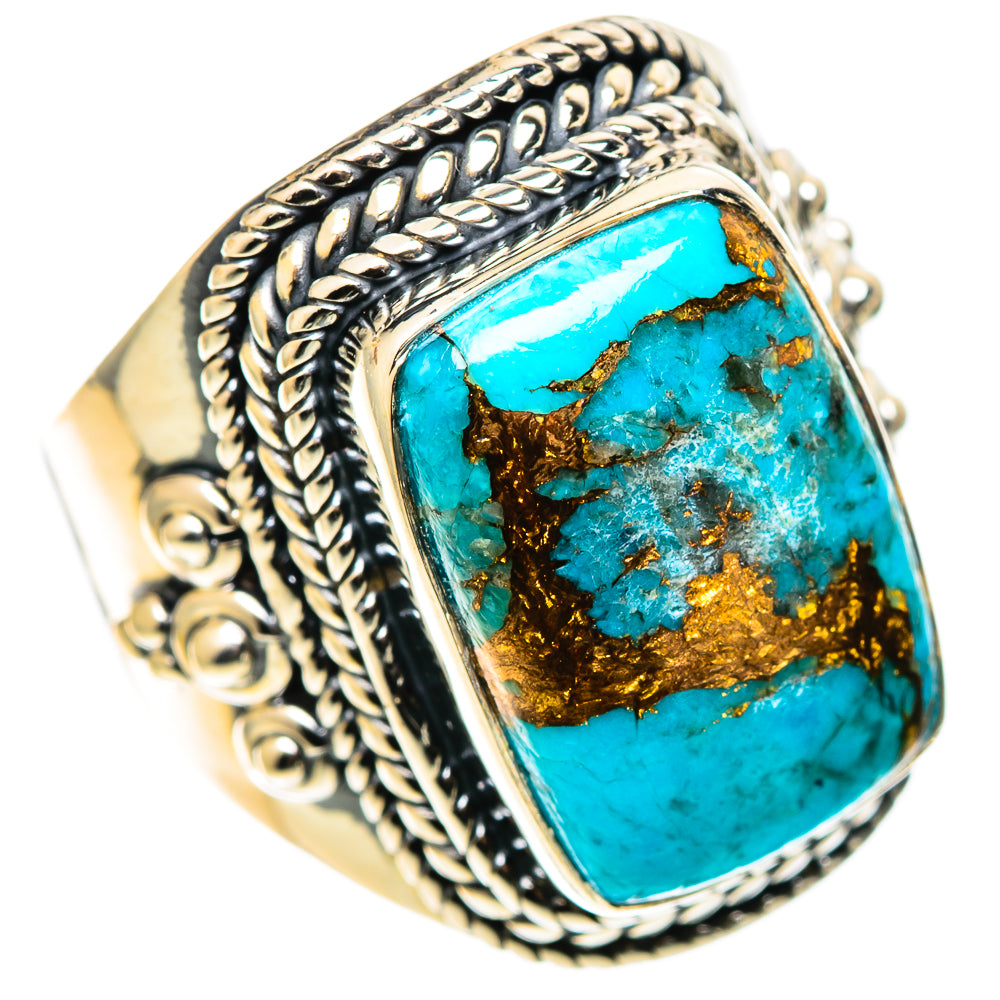 Blue Copper Composite Turquoise Rings handcrafted by Anasilvercos - RING109020 - Photo 2