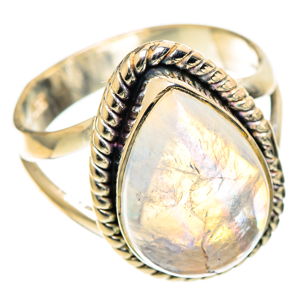 Rainbow Moonstone Rings handcrafted by Anasilvercos - RING109040 - Photo 2