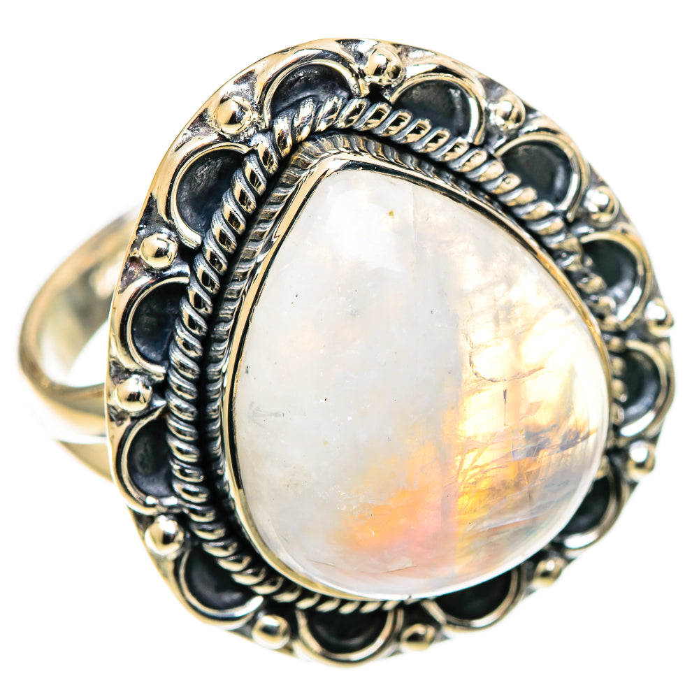 Rainbow Moonstone Rings handcrafted by Anasilvercos - RING109095 - Photo 2
