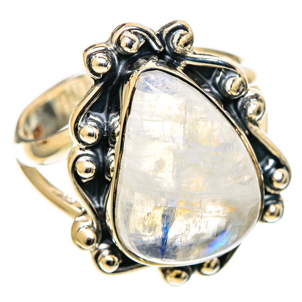 Rainbow Moonstone Rings handcrafted by Anasilvercos - RING109097 - Photo 2