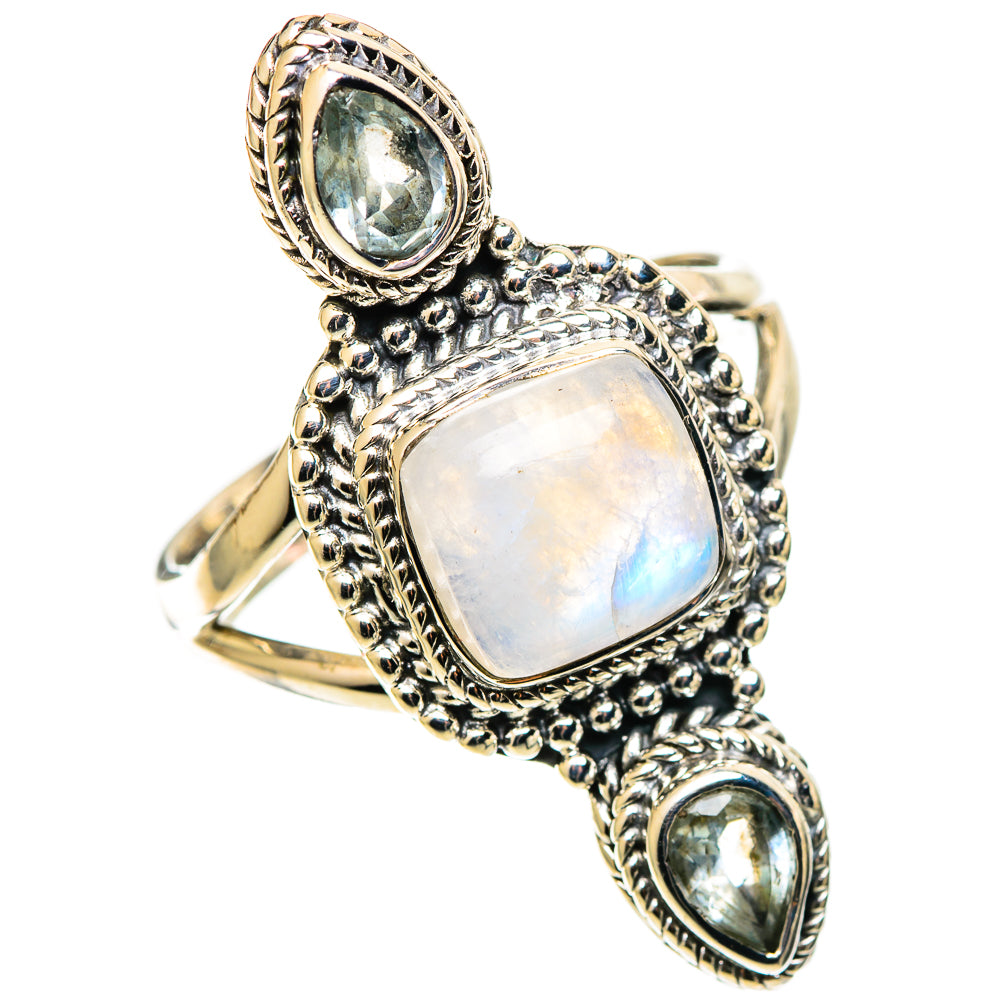 Rainbow Moonstone Rings handcrafted by Anasilvercos - RING109122 - Photo 2