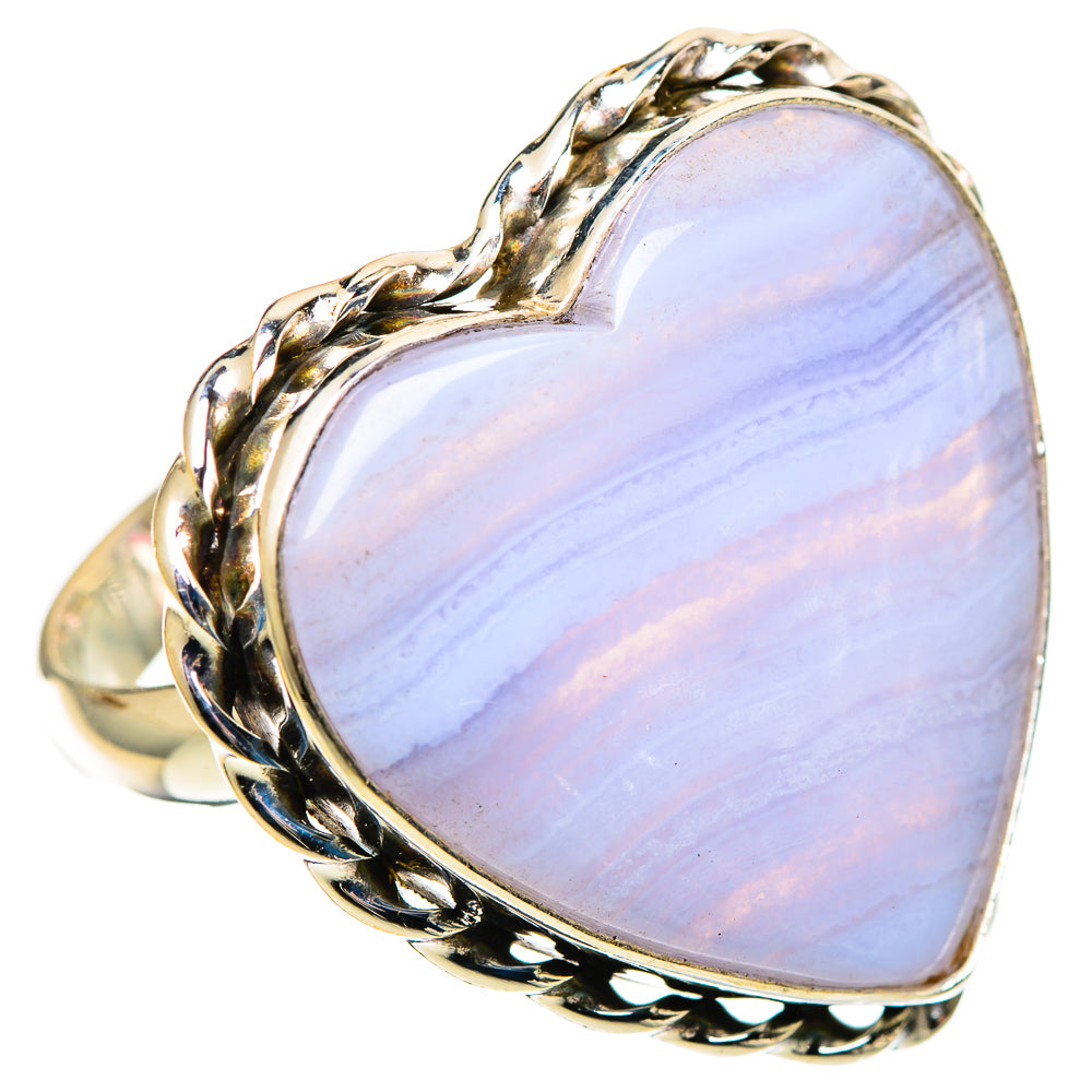 Blue Lace Agate Rings handcrafted by Anasilvercos - RING109124 - Photo 2