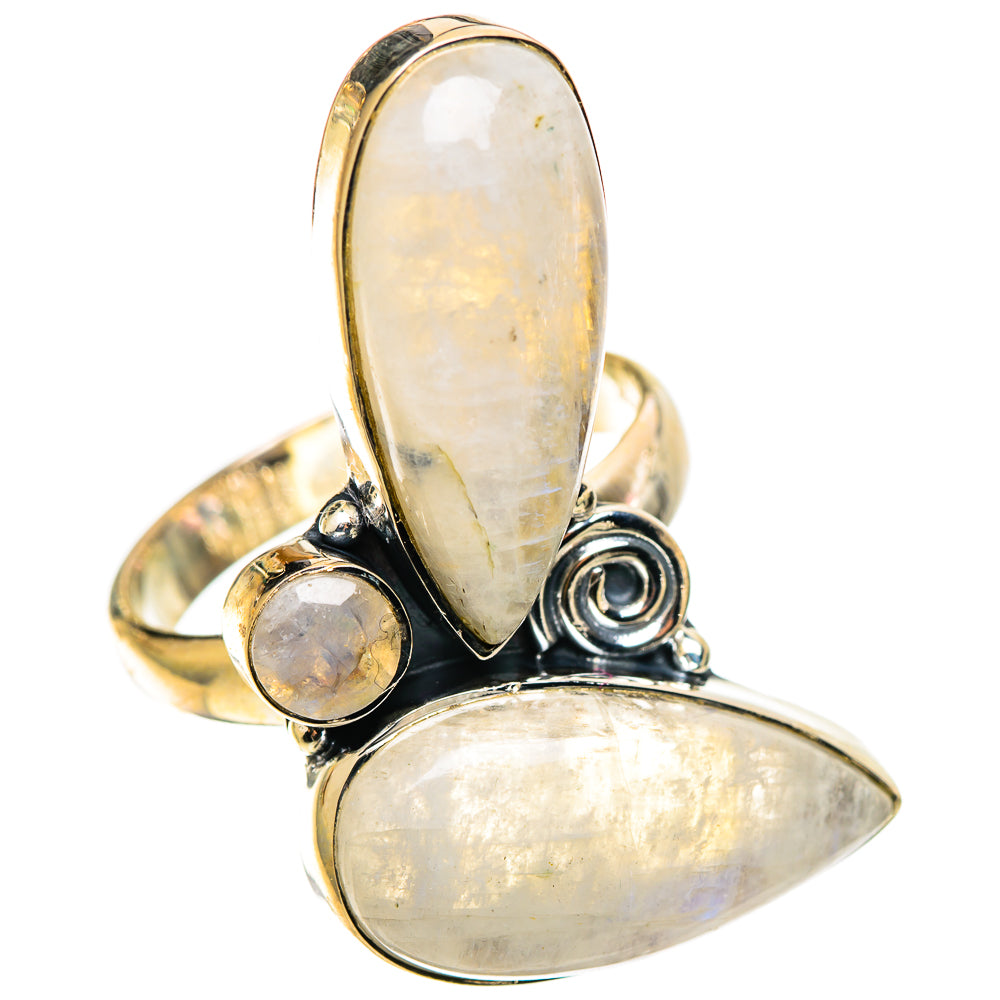 Rainbow Moonstone Rings handcrafted by Anasilvercos - RING109125 - Photo 2