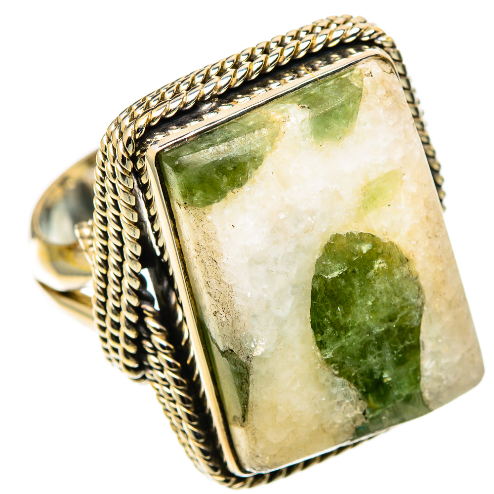 Green Tourmaline In Quartz Rings handcrafted by Anasilvercos - RING109145 - Photo 2