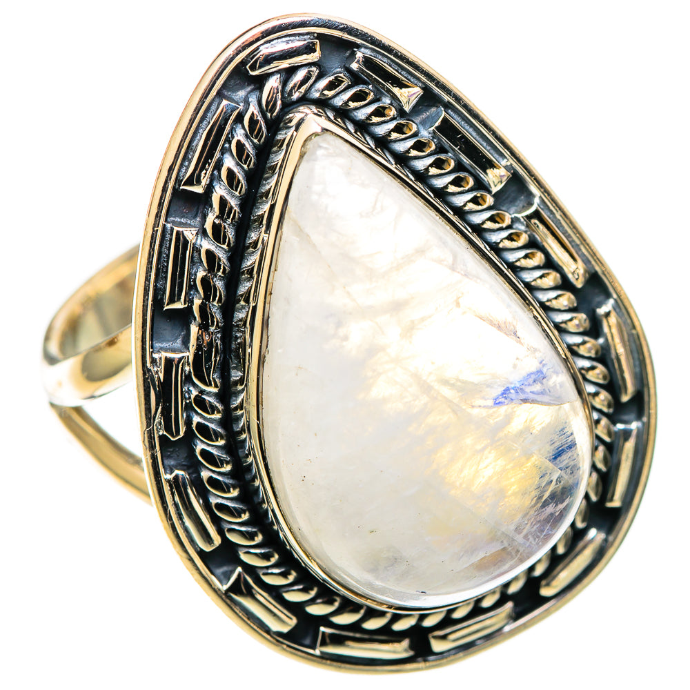 Rainbow Moonstone Rings handcrafted by Anasilvercos - RING109171 - Photo 2