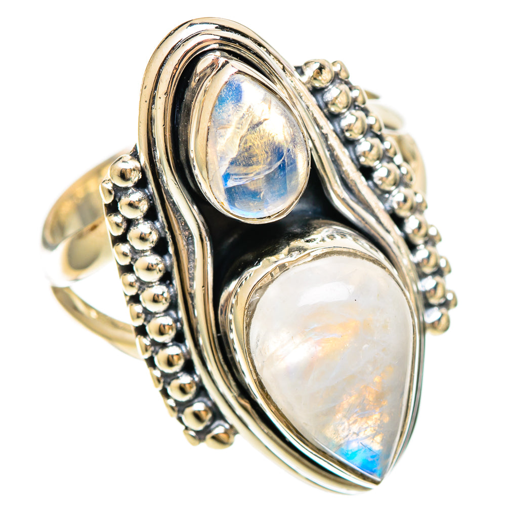 Rainbow Moonstone Rings handcrafted by Anasilvercos - RING109252 - Photo 2