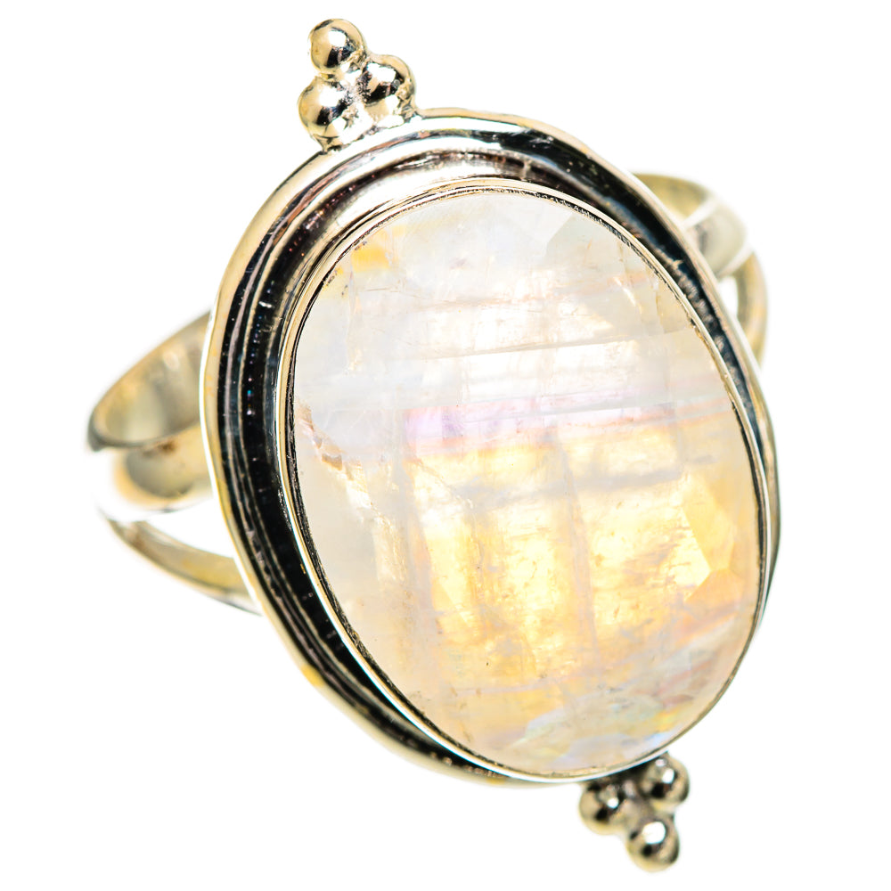 Rainbow Moonstone Rings handcrafted by Anasilvercos - RING109617 - Photo 2