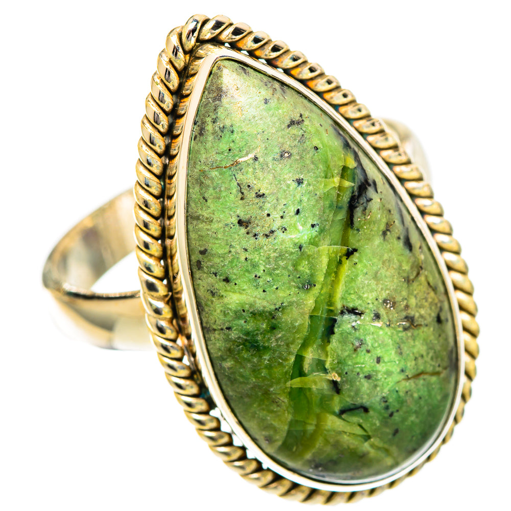 African Green Opal Rings handcrafted by Anasilvercos - RING109725 - Photo 2