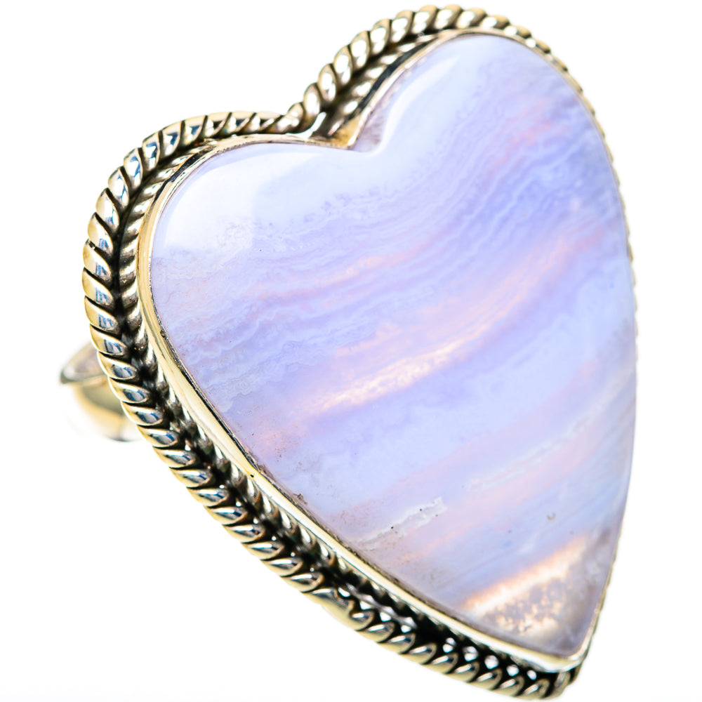 Blue Lace Agate Rings handcrafted by Anasilvercos - RING109790 - Photo 2