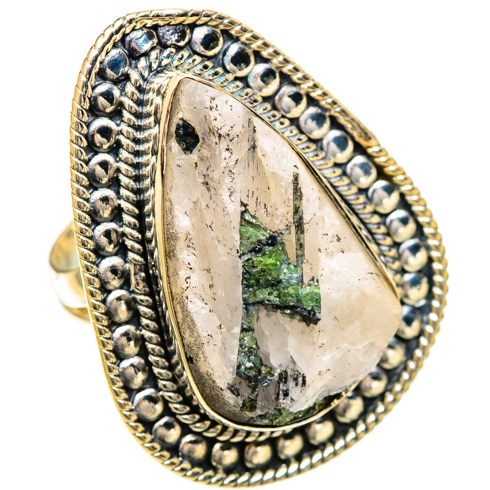 Green Tourmaline In Quartz Rings handcrafted by Anasilvercos - RING109803 - Photo 2