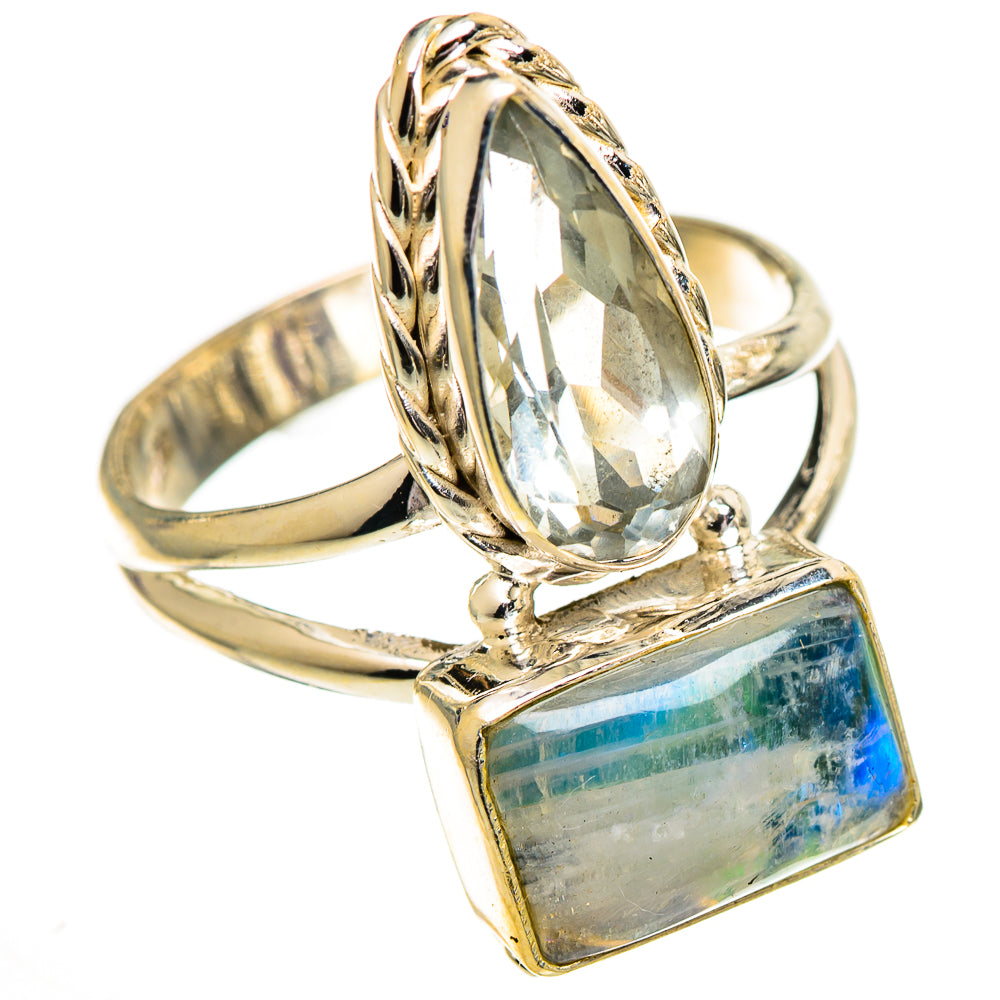 Rainbow Moonstone Rings handcrafted by Anasilvercos - RING110211 - Photo 2