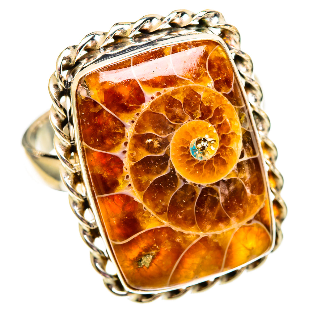 Ammonite Fossil Rings handcrafted by Anasilvercos - RING110389 - Photo 2