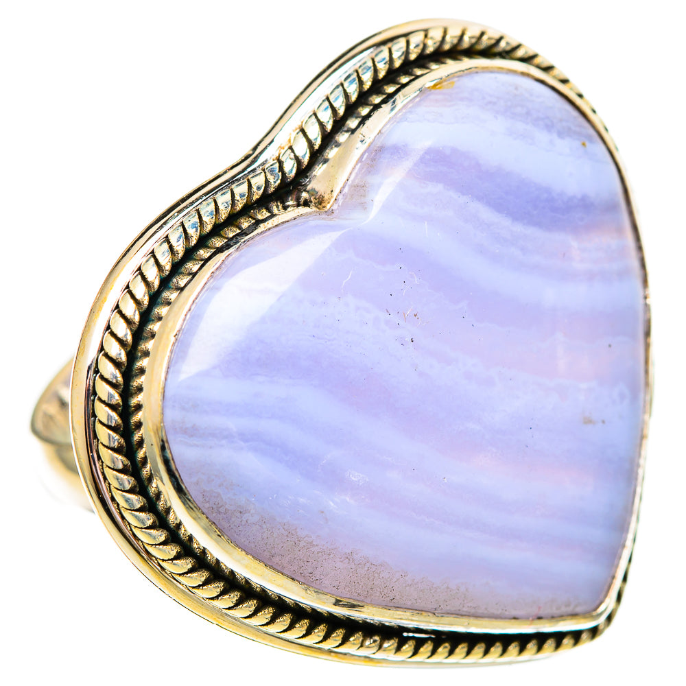 Blue Lace Agate Rings handcrafted by Anasilvercos - RING110412 - Photo 2