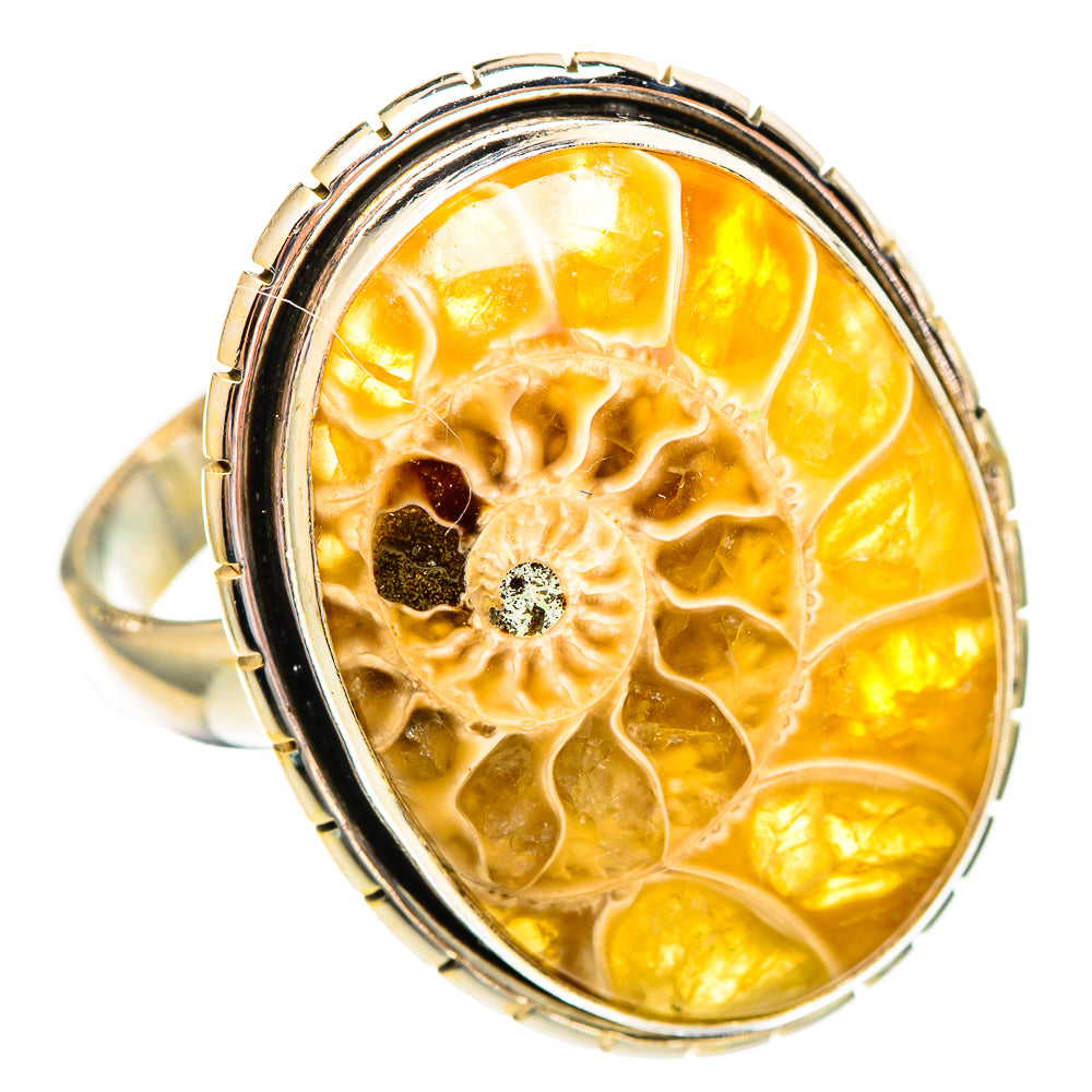 Ammonite Fossil Rings handcrafted by Anasilvercos - RING110430 - Photo 2