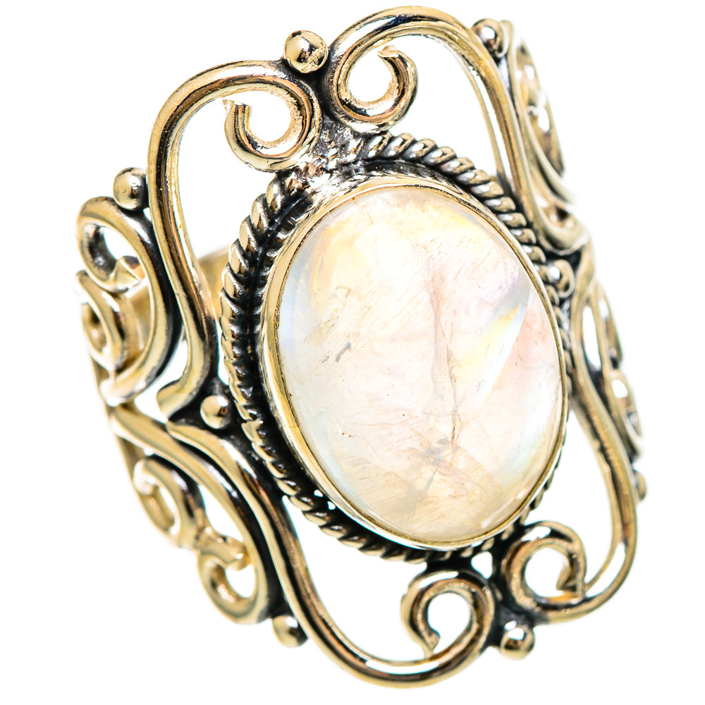 Rainbow Moonstone Rings handcrafted by Anasilvercos - RING110502 - Photo 2