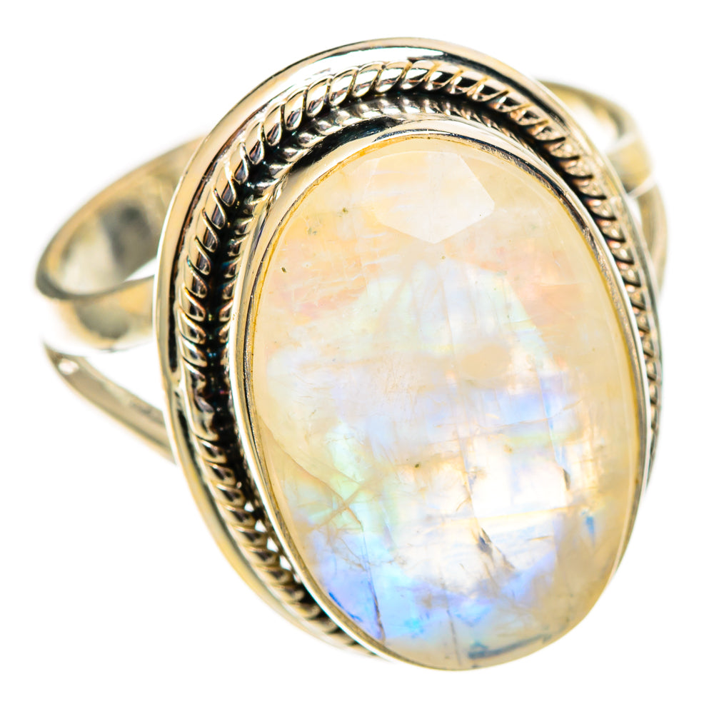 Rainbow Moonstone Rings handcrafted by Anasilvercos - RING110577 - Photo 2
