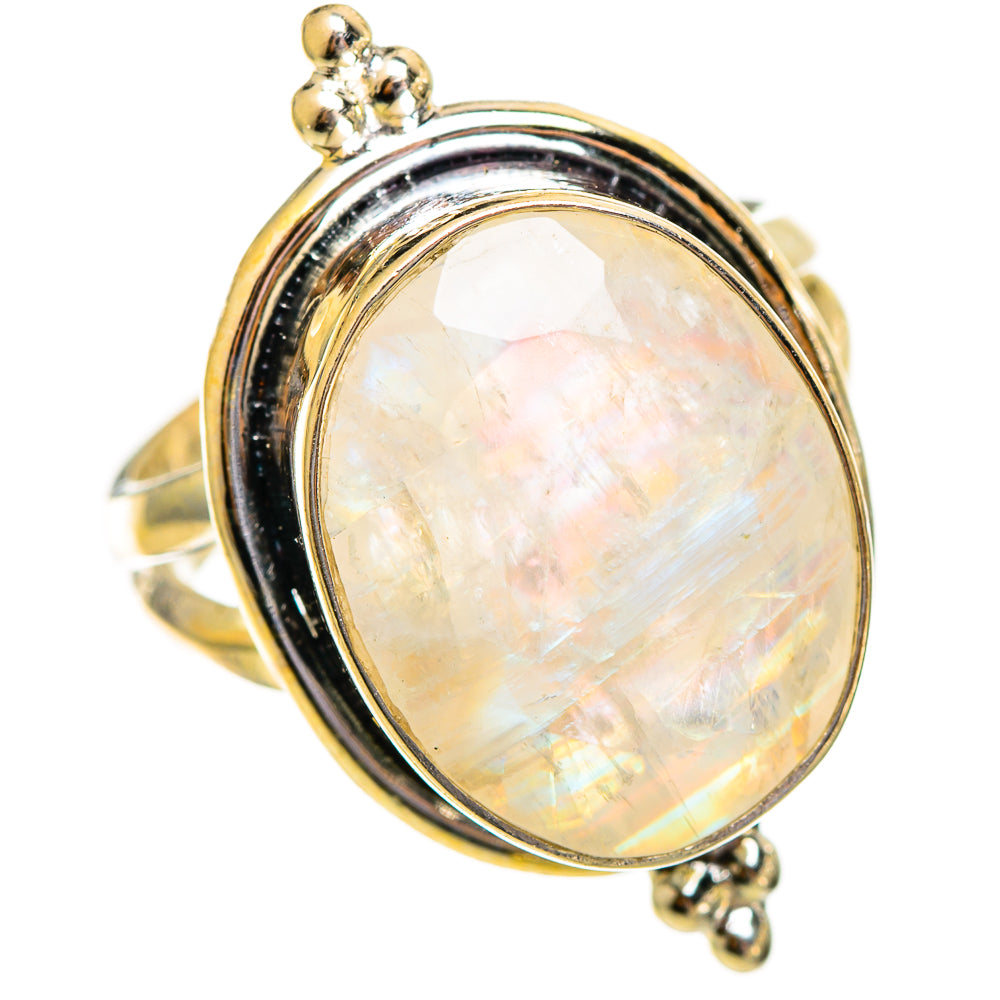 Rainbow Moonstone Rings handcrafted by Anasilvercos - RING110605 - Photo 2