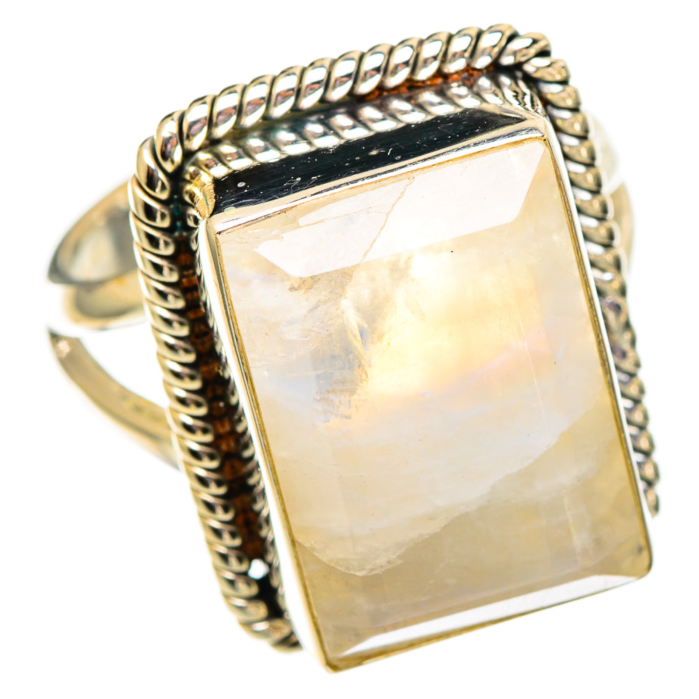 Rainbow Moonstone Rings handcrafted by Anasilvercos - RING110608 - Photo 2