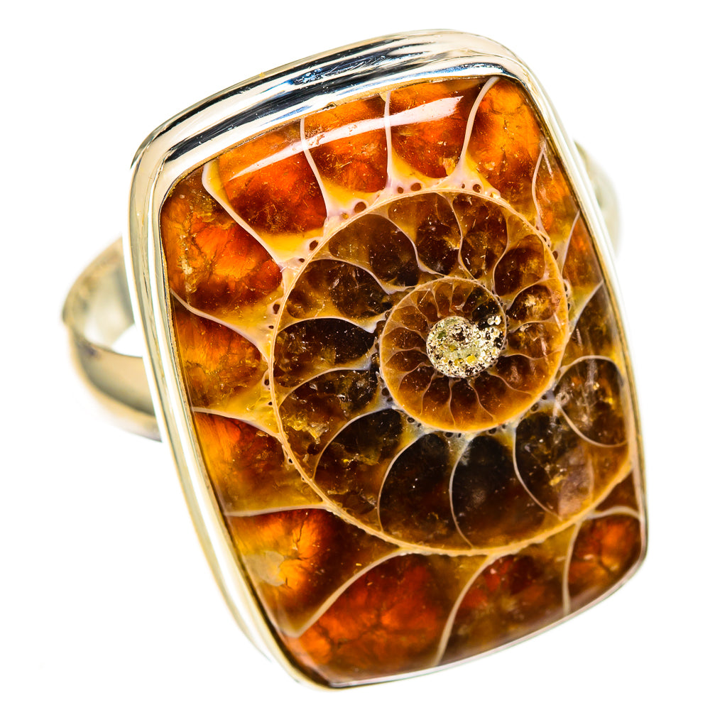 Ammonite Fossil Rings handcrafted by Anasilvercos - RING110712 - Photo 2
