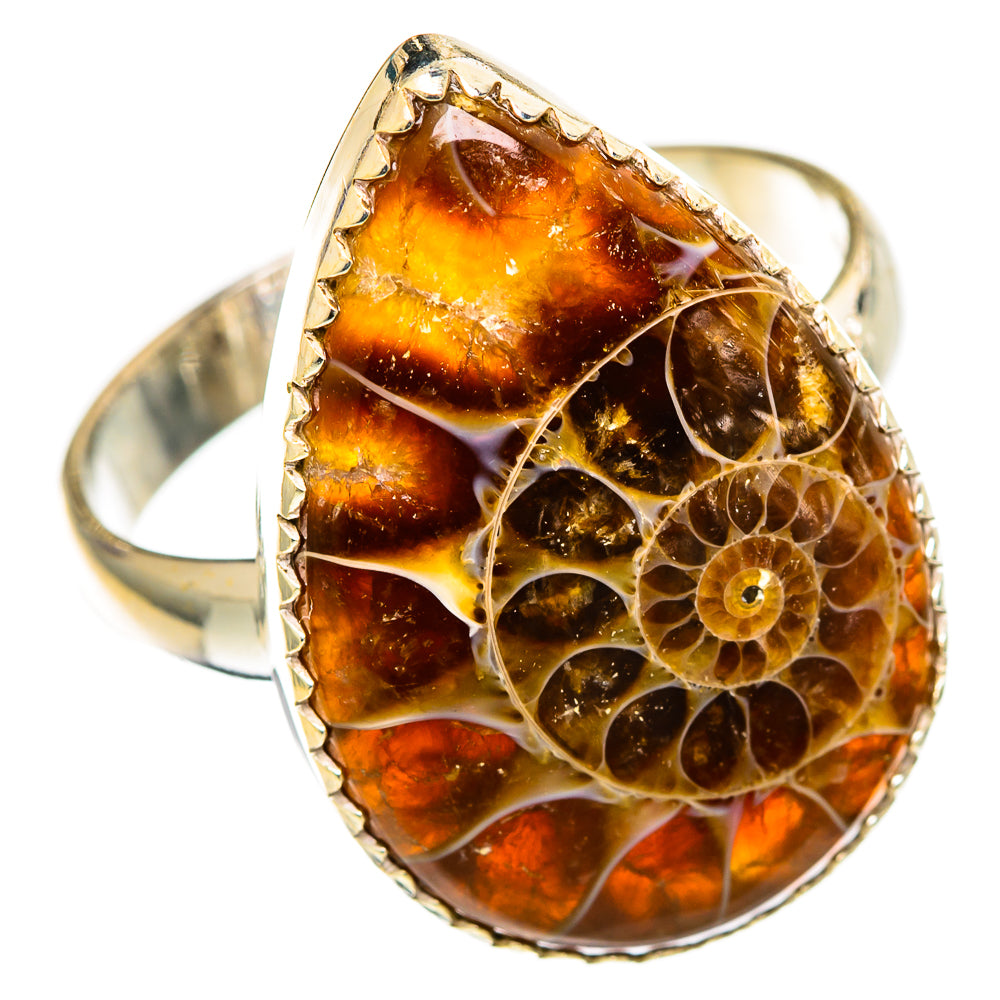 Ammonite Fossil Rings handcrafted by Anasilvercos - RING110818 - Photo 2