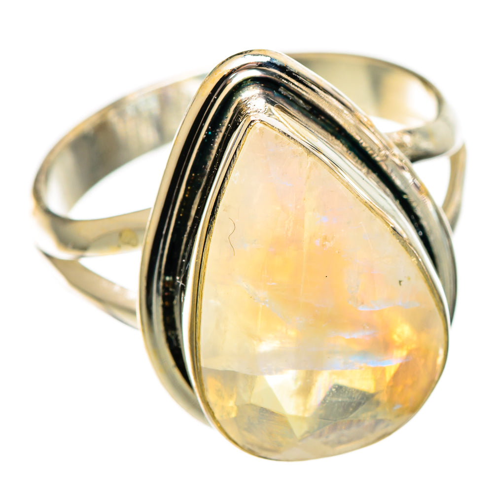 Rainbow Moonstone Rings handcrafted by Anasilvercos - RING110829 - Photo 2