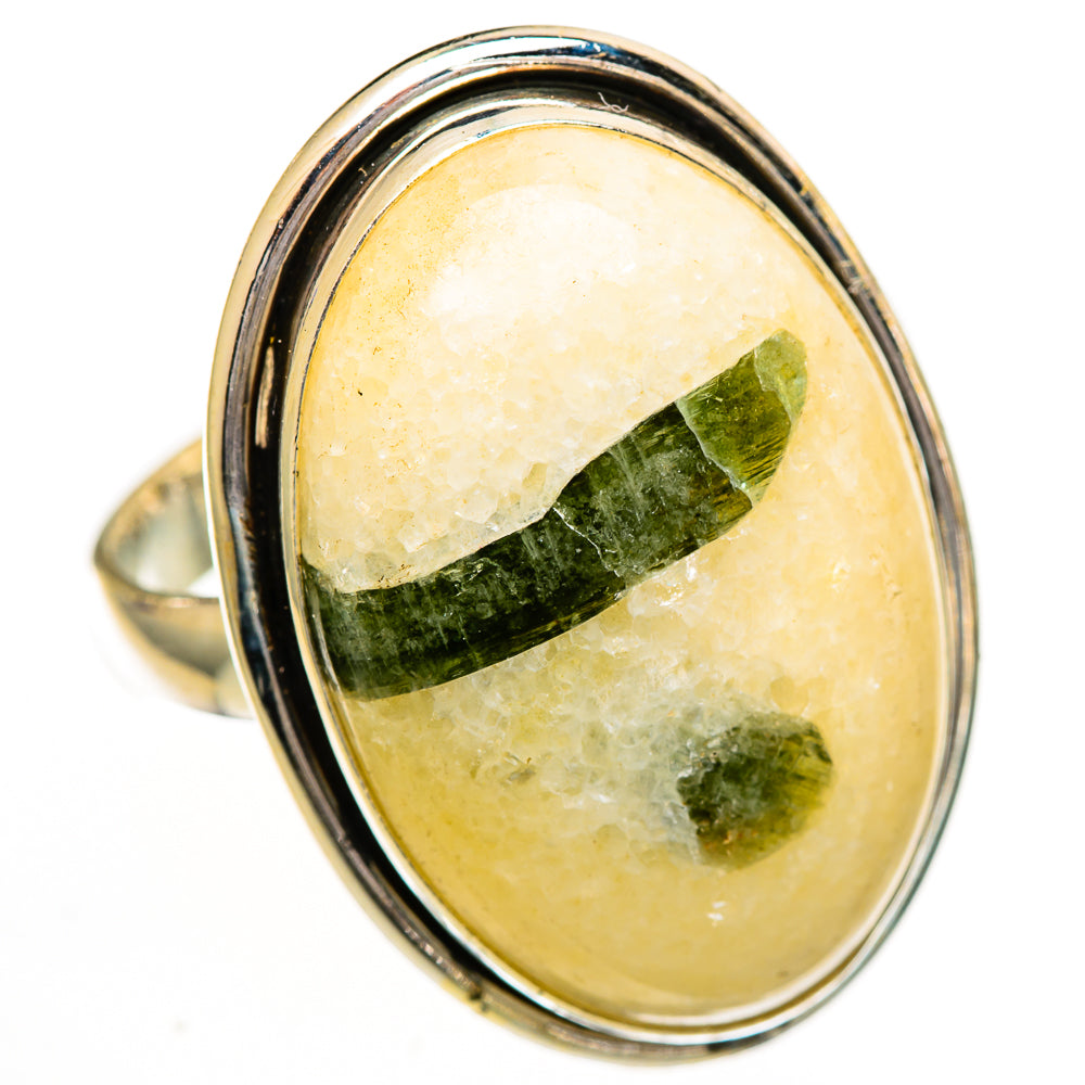 Green Tourmaline In Quartz Rings handcrafted by Anasilvercos - RING111003 - Photo 2