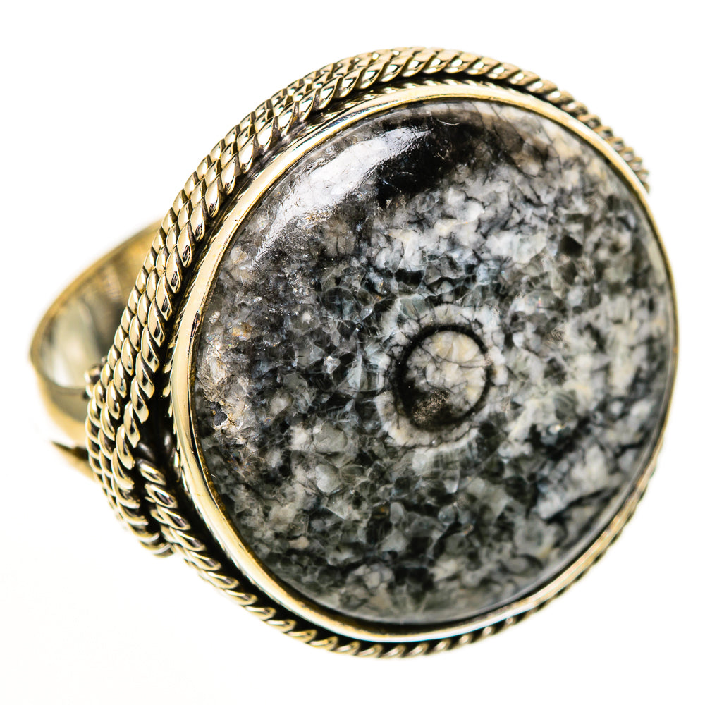 Moroccan Goniatite Fossil Rings handcrafted by Anasilvercos - RING111047 - Photo 2
