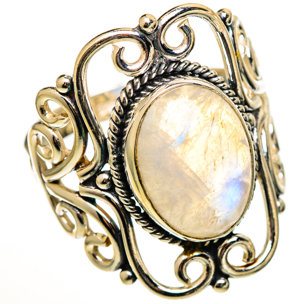 Rainbow Moonstone Rings handcrafted by Anasilvercos - RING111128 - Photo 2