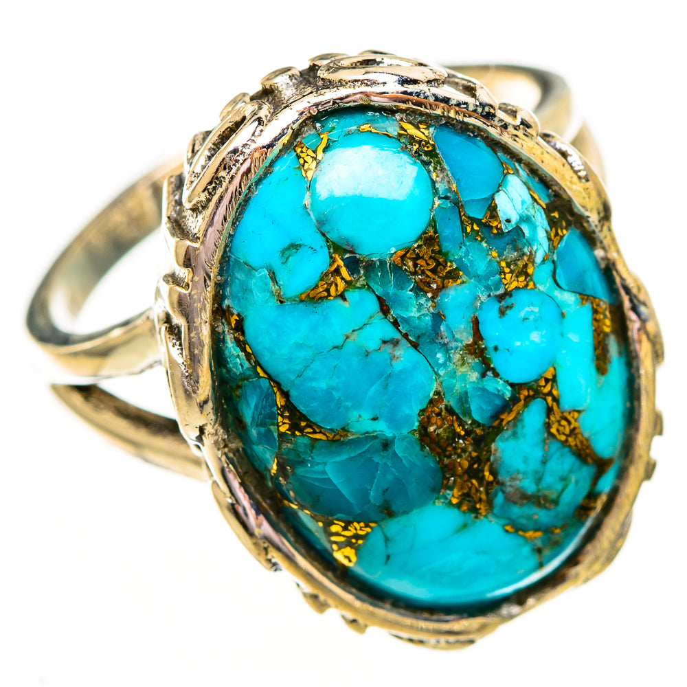 Blue Copper Composite Turquoise Rings handcrafted by Anasilvercos - RING111873 - Photo 2