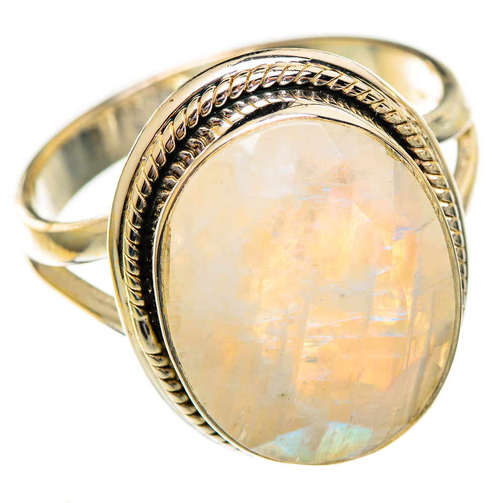 Rainbow Moonstone Rings handcrafted by Anasilvercos - RING111925 - Photo 2