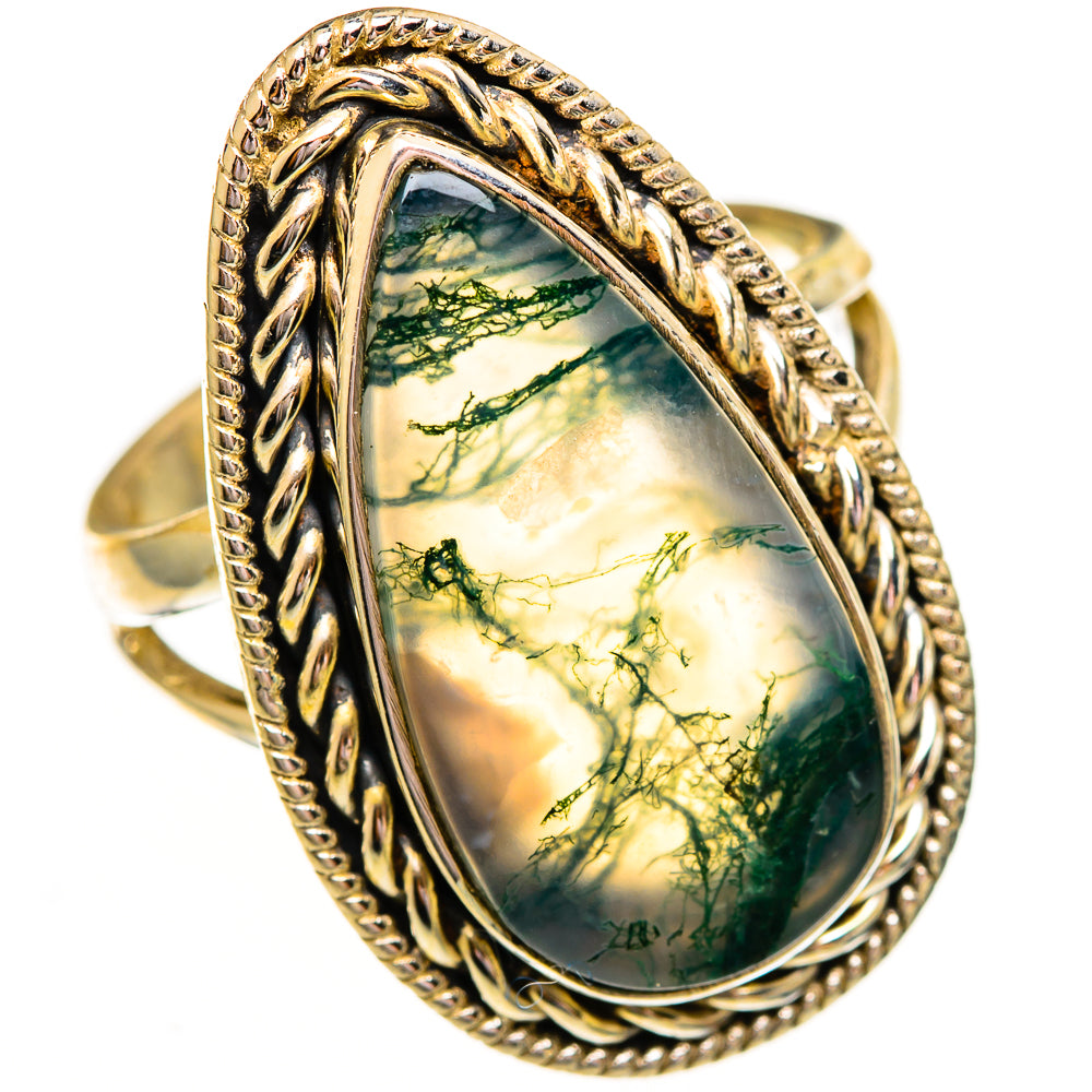 Green Moss Agate Rings handcrafted by Anasilvercos - RING111979 - Photo 2