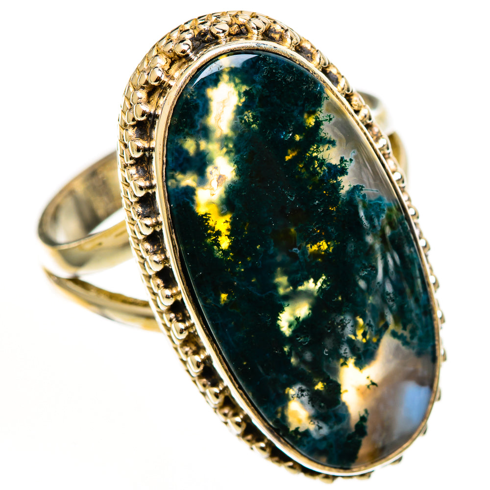 Green Moss Agate Rings handcrafted by Anasilvercos - RING112156 - Photo 2