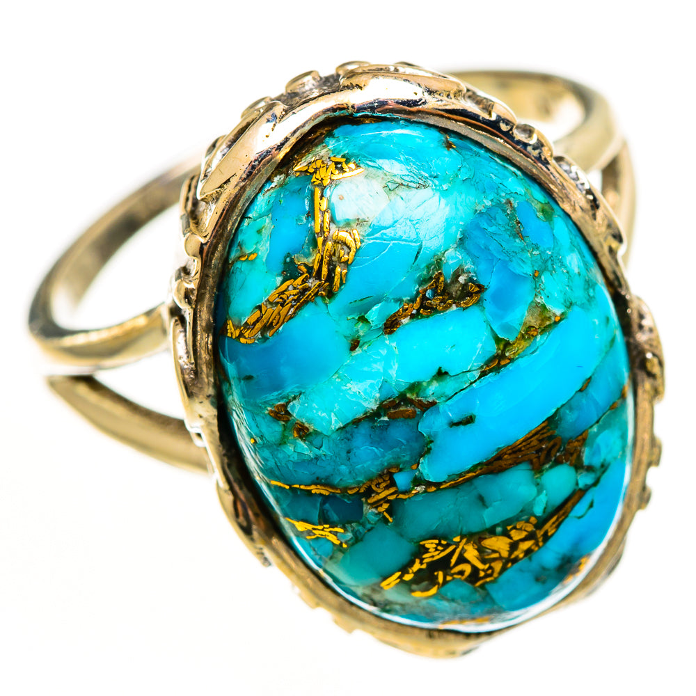 Blue Copper Composite Turquoise Rings handcrafted by Anasilvercos - RING112184 - Photo 2