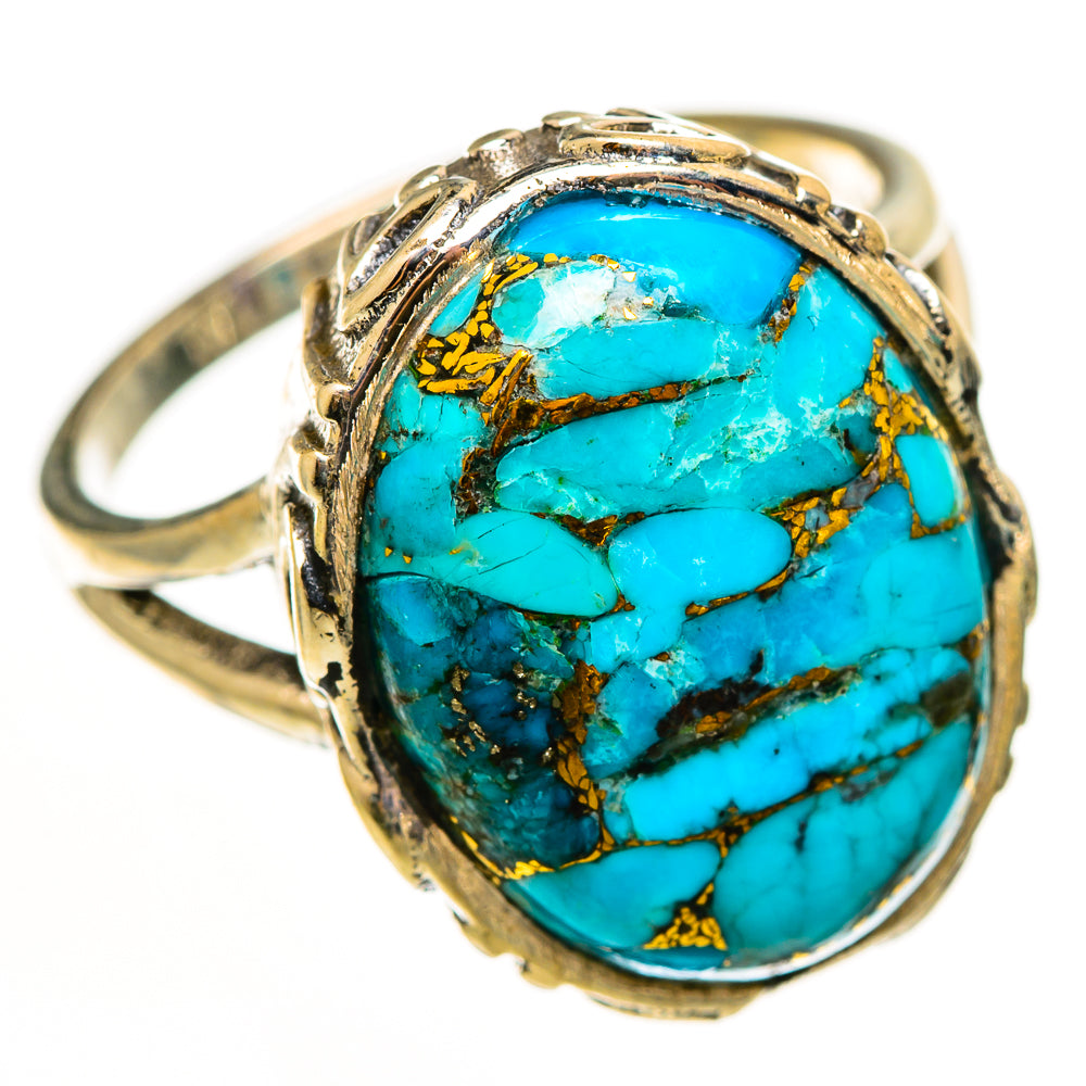 Blue Copper Composite Turquoise Rings handcrafted by Anasilvercos - RING112213 - Photo 2