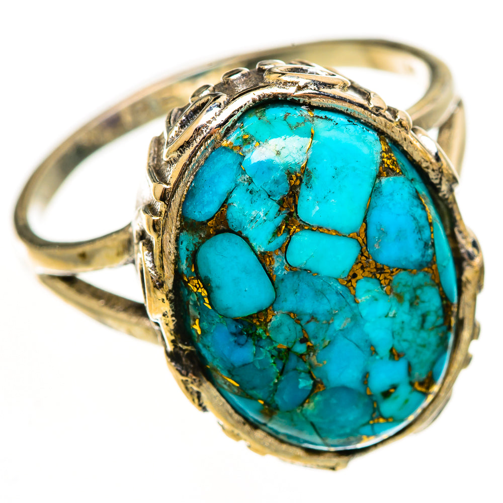 Blue Copper Composite Turquoise Rings handcrafted by Anasilvercos - RING112298 - Photo 2