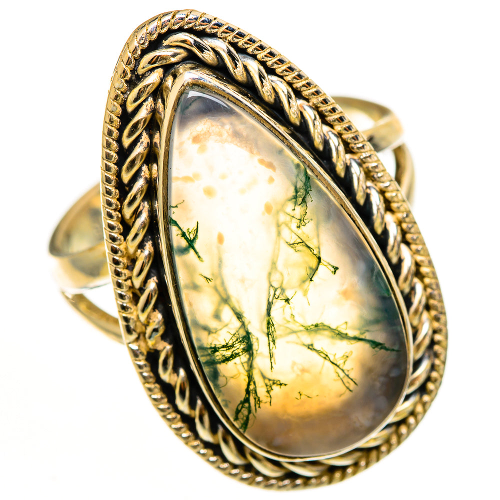 Green Moss Agate Rings handcrafted by Anasilvercos - RING112302 - Photo 2