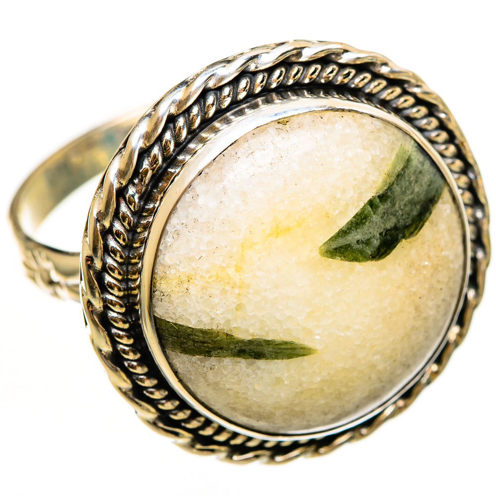 Green Tourmaline In Quartz Rings handcrafted by Anasilvercos - RING112387 - Photo 2