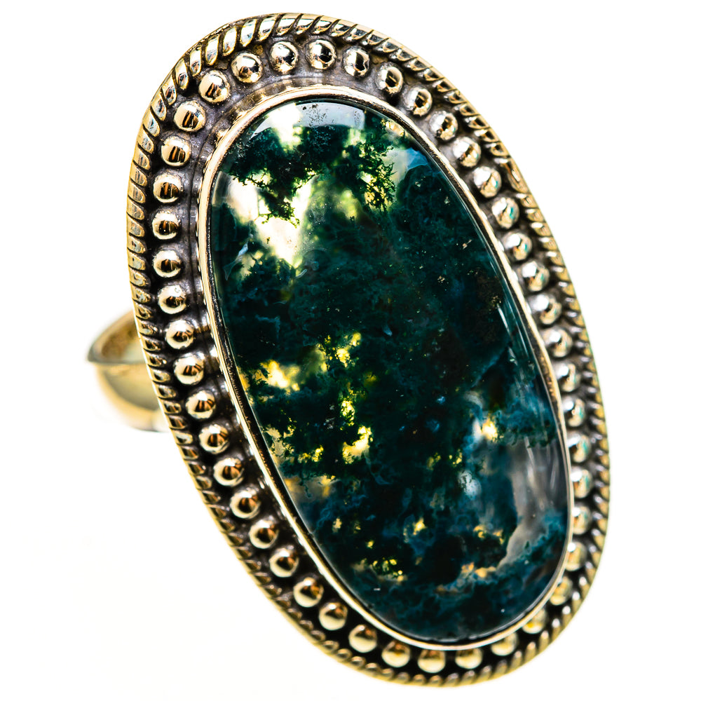 Green Moss Agate Rings handcrafted by Anasilvercos - RING112409 - Photo 2