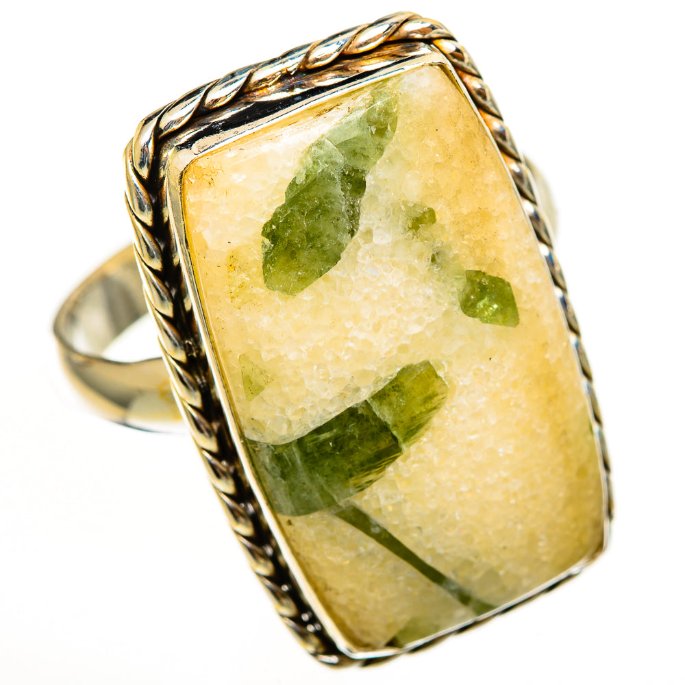 Green Tourmaline In Quartz Rings handcrafted by Anasilvercos - RING112435 - Photo 2