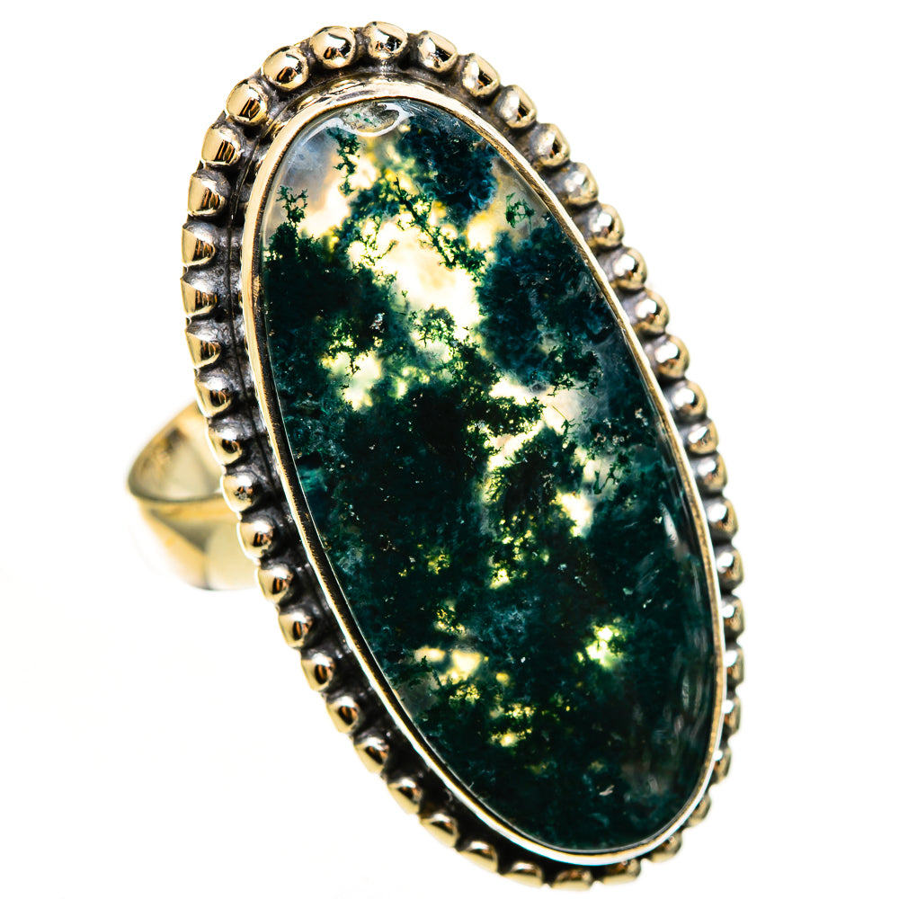 Green Moss Agate Rings handcrafted by Anasilvercos - RING112451 - Photo 2