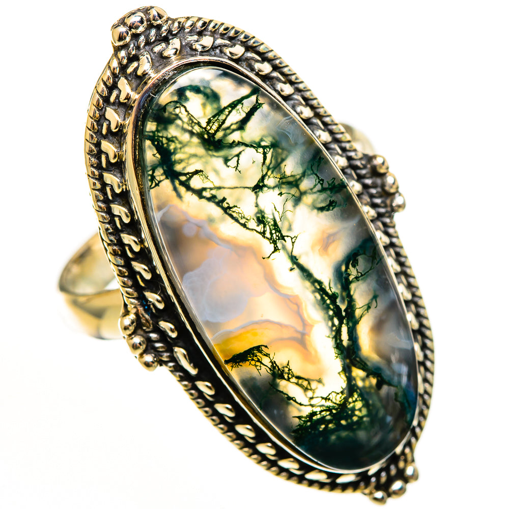 Green Moss Agate Rings handcrafted by Anasilvercos - RING112496 - Photo 2