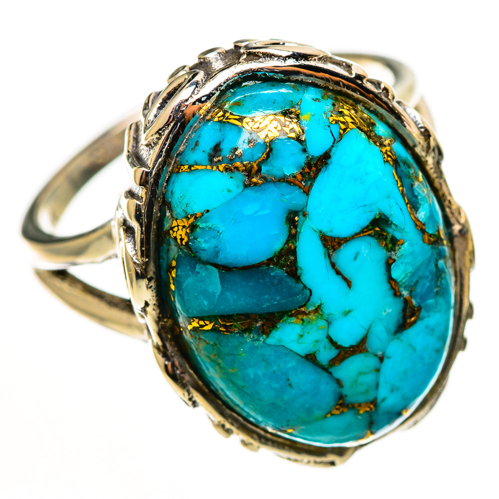 Blue Copper Composite Turquoise Rings handcrafted by Anasilvercos - RING112551 - Photo 2