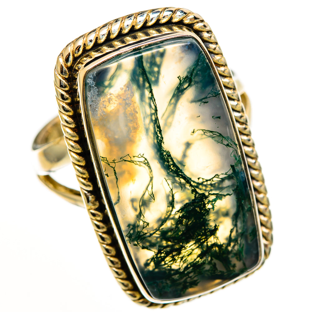 Green Moss Agate Rings handcrafted by Anasilvercos - RING112593 - Photo 2