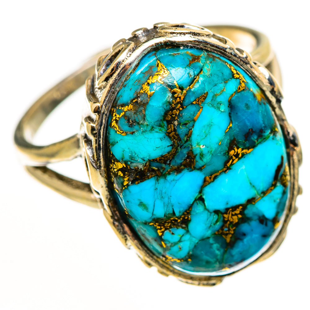Blue Copper Composite Turquoise Rings handcrafted by Anasilvercos - RING112624 - Photo 2
