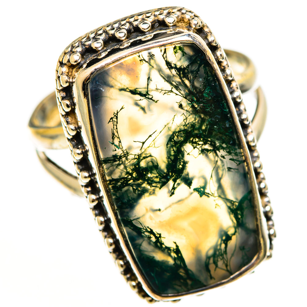 Green Moss Agate Rings handcrafted by Anasilvercos - RING112728 - Photo 2