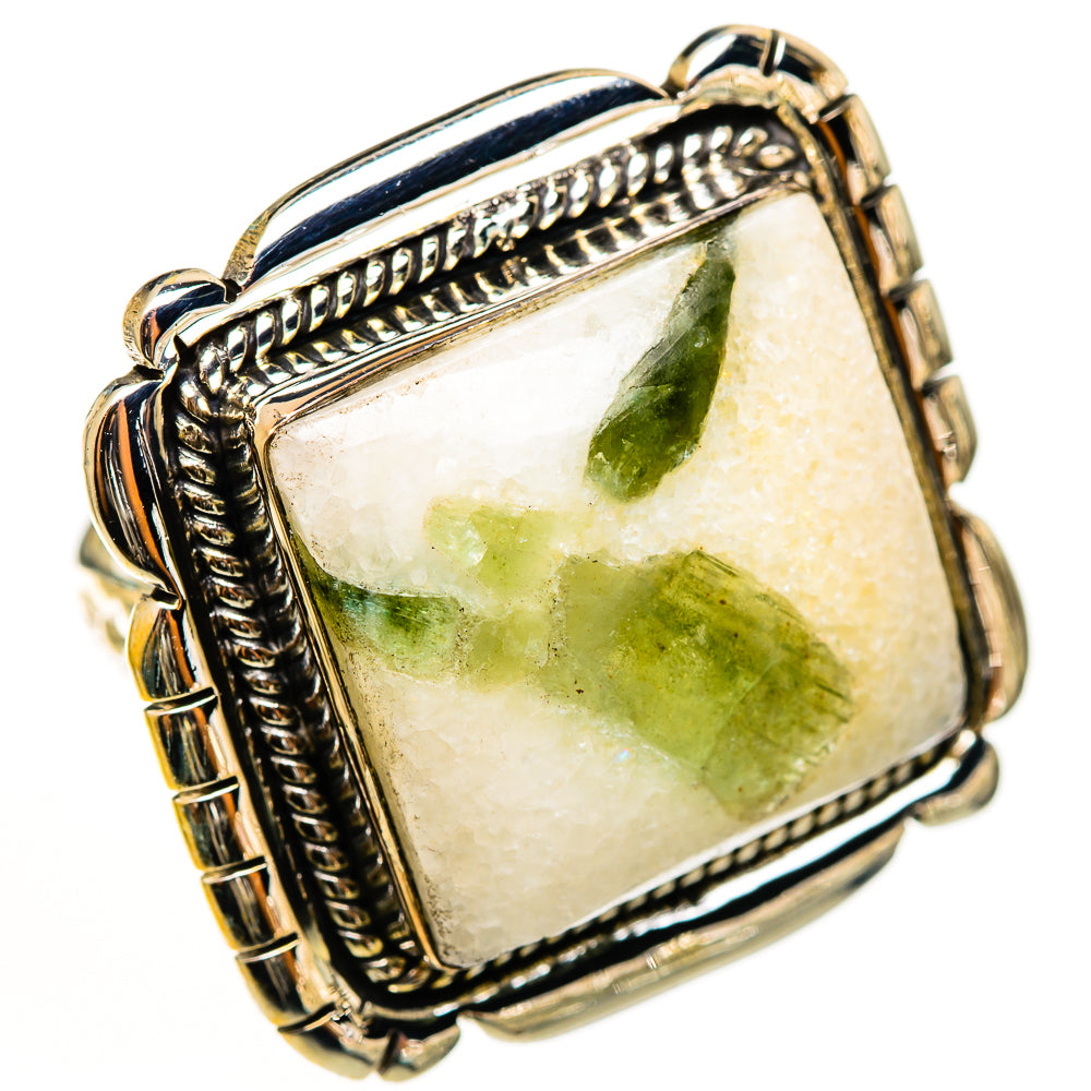 Green Tourmaline In Quartz Rings handcrafted by Anasilvercos - RING112765 - Photo 2
