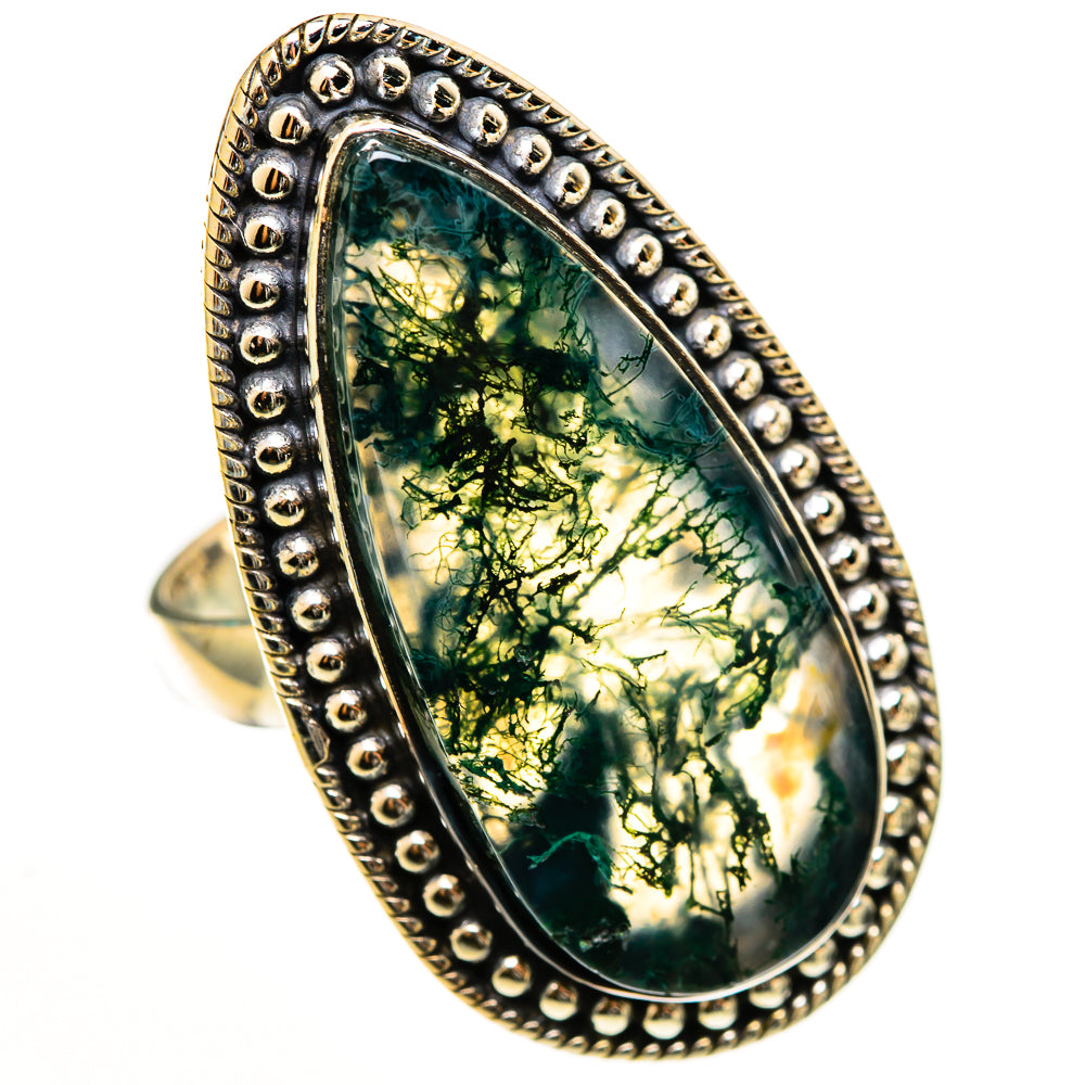 Green Moss Agate Rings handcrafted by Anasilvercos - RING112767 - Photo 2