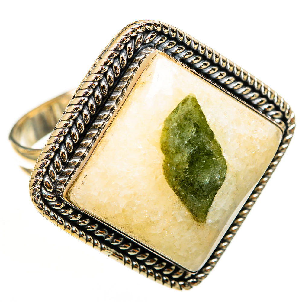 Green Tourmaline In Quartz Rings handcrafted by Anasilvercos - RING112792 - Photo 2